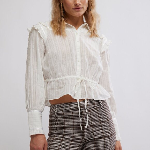 Free People Tops - FREE PEOPLE Daybreak Blouse Solid / Optic White
